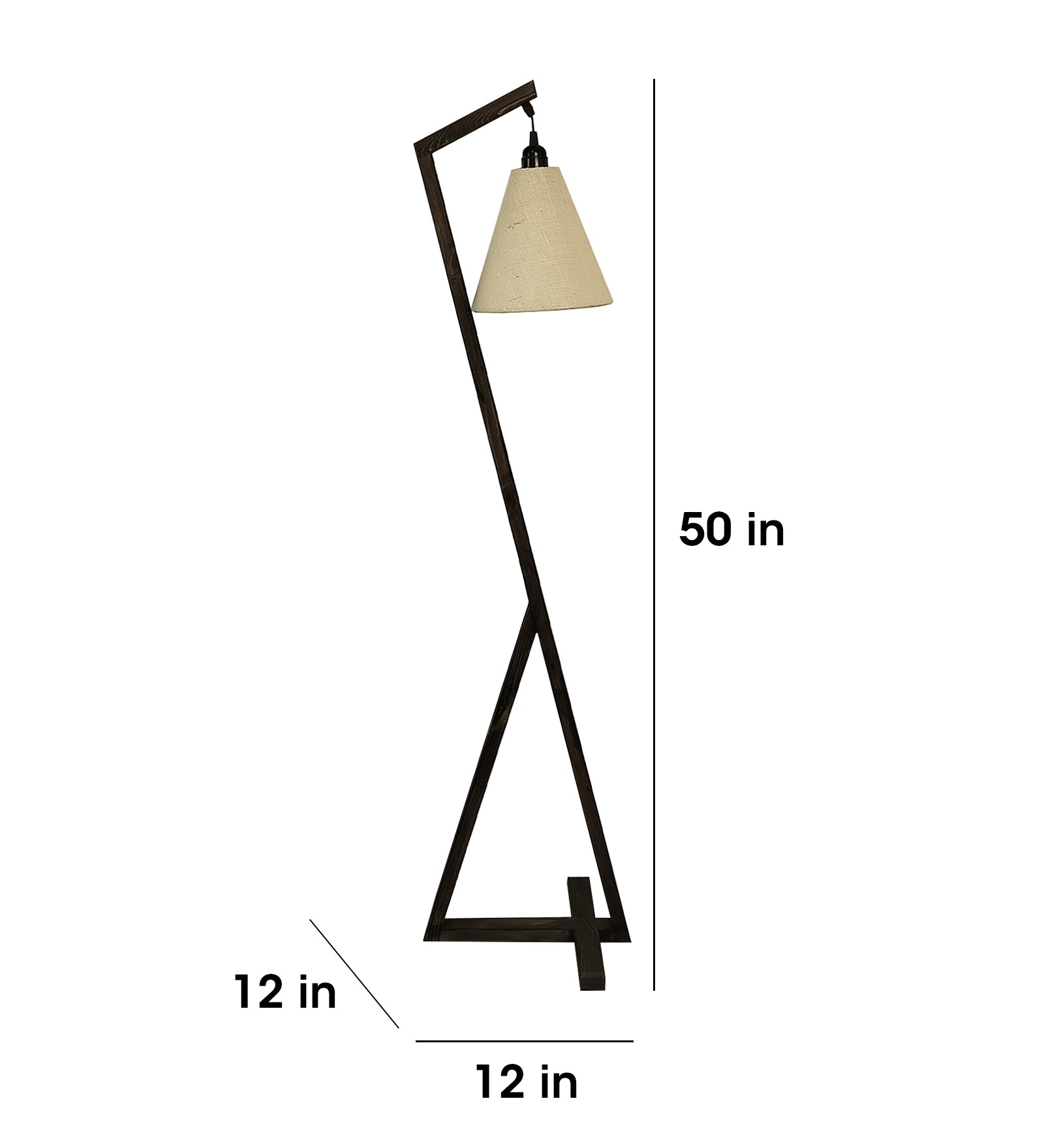 Zed Wooden Floor Lamp with Brown Base and Beige Fabric Lampshade (BULB NOT INCLUDED)