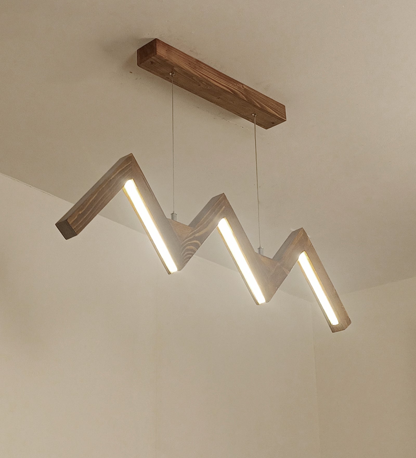 ZigZag 36 Brown Wooden LED Hanging Lamp