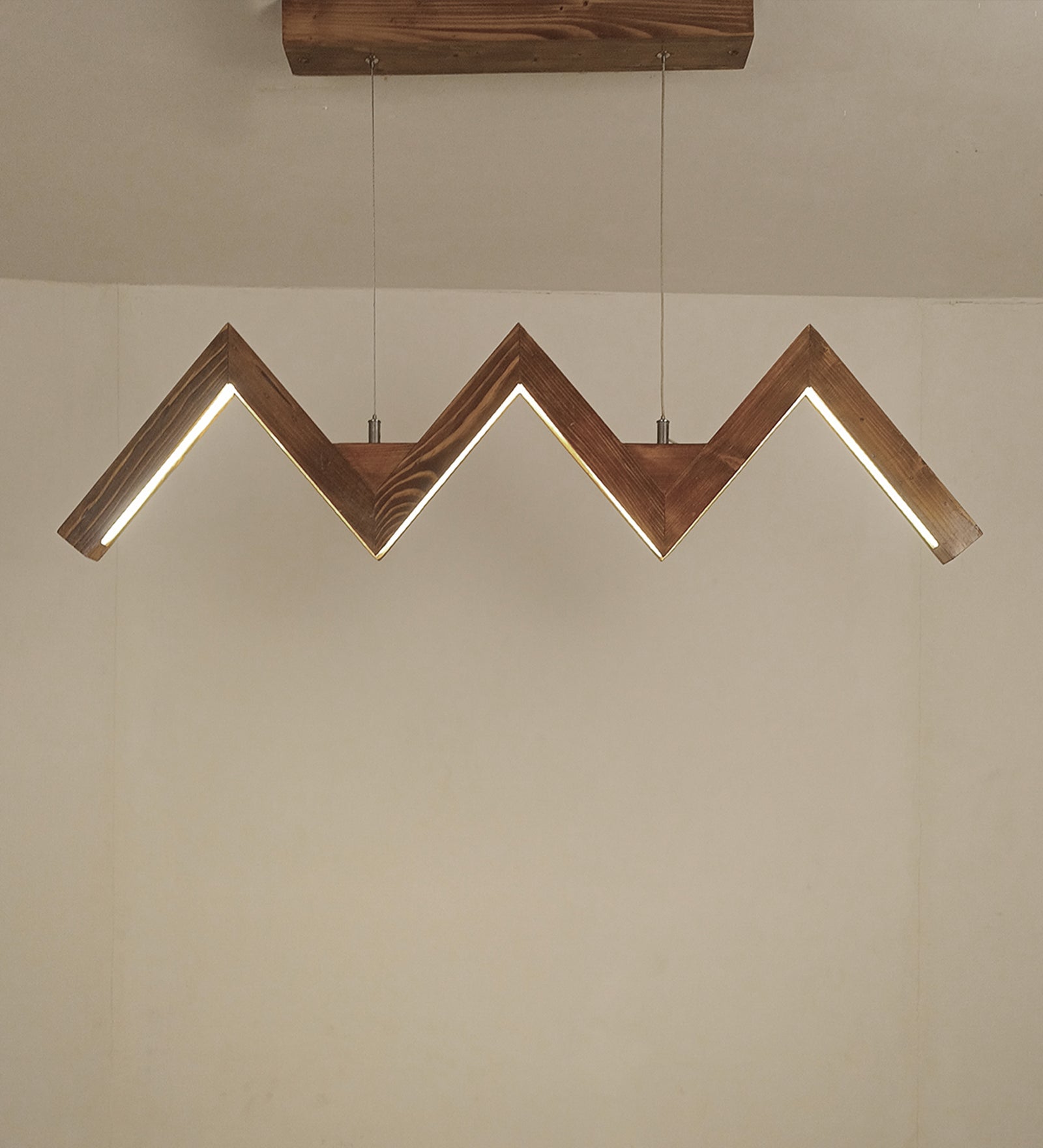 ZigZag 36 Brown Wooden LED Hanging Lamp