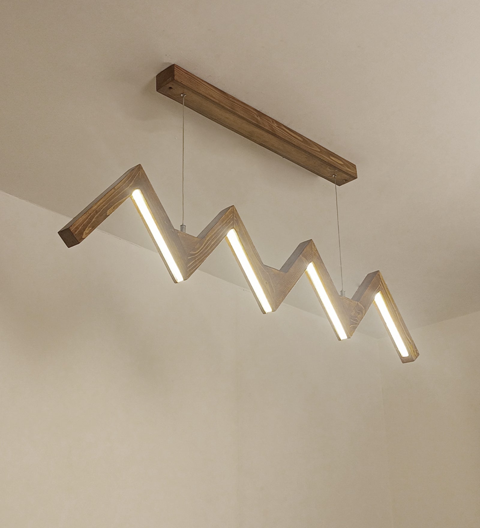 ZigZag 48 Brown Wooden LED Hanging Lamp