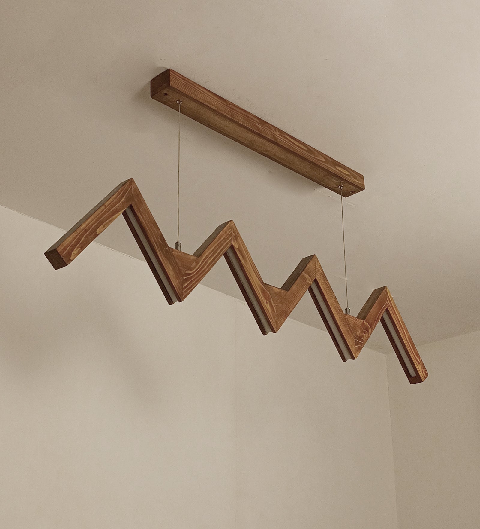 ZigZag 48 Brown Wooden LED Hanging Lamp