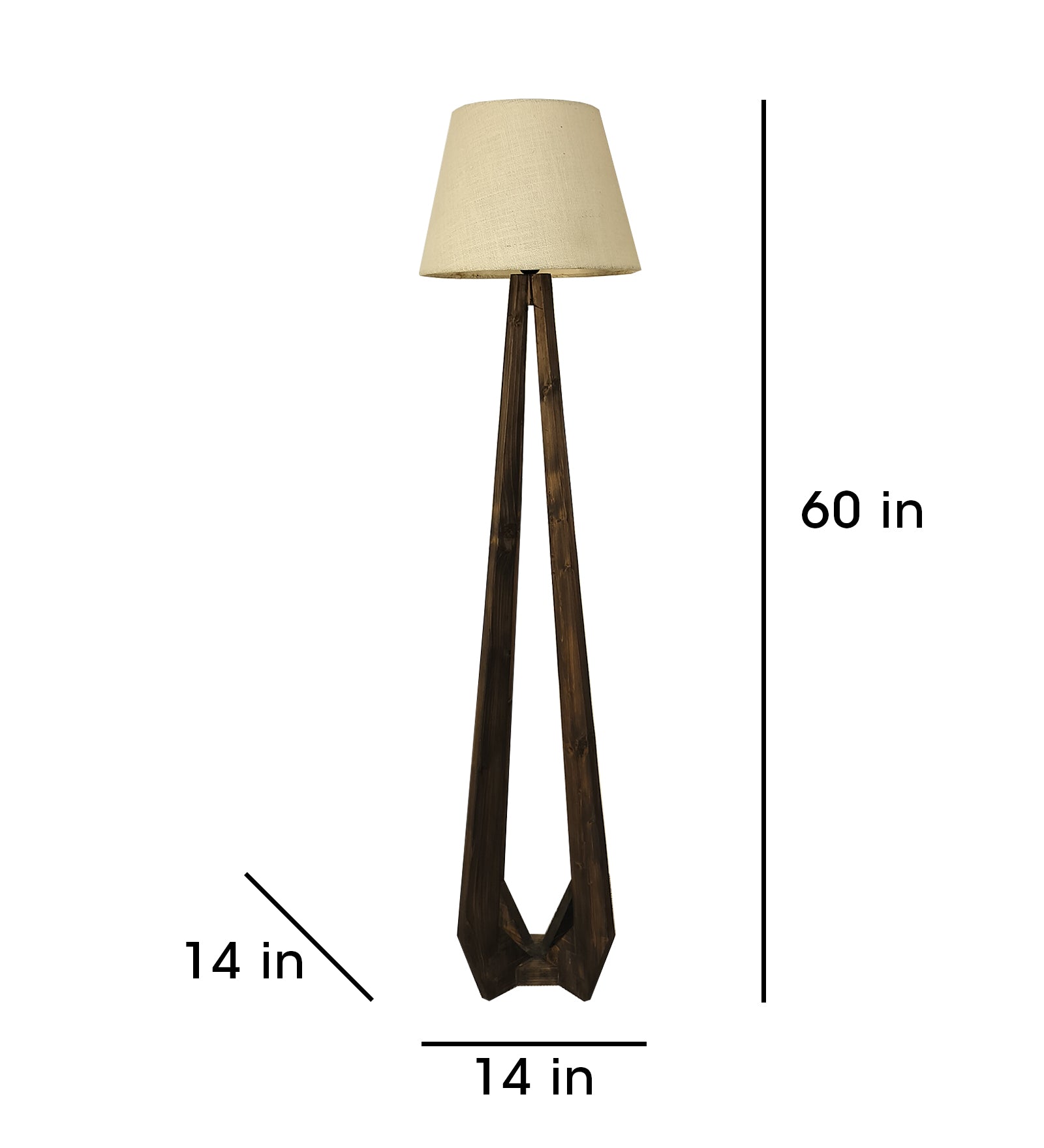 Zoe Wooden Floor Lamp with Brown Base and Jute Fabric Lampshade (BULB NOT INCLUDED)