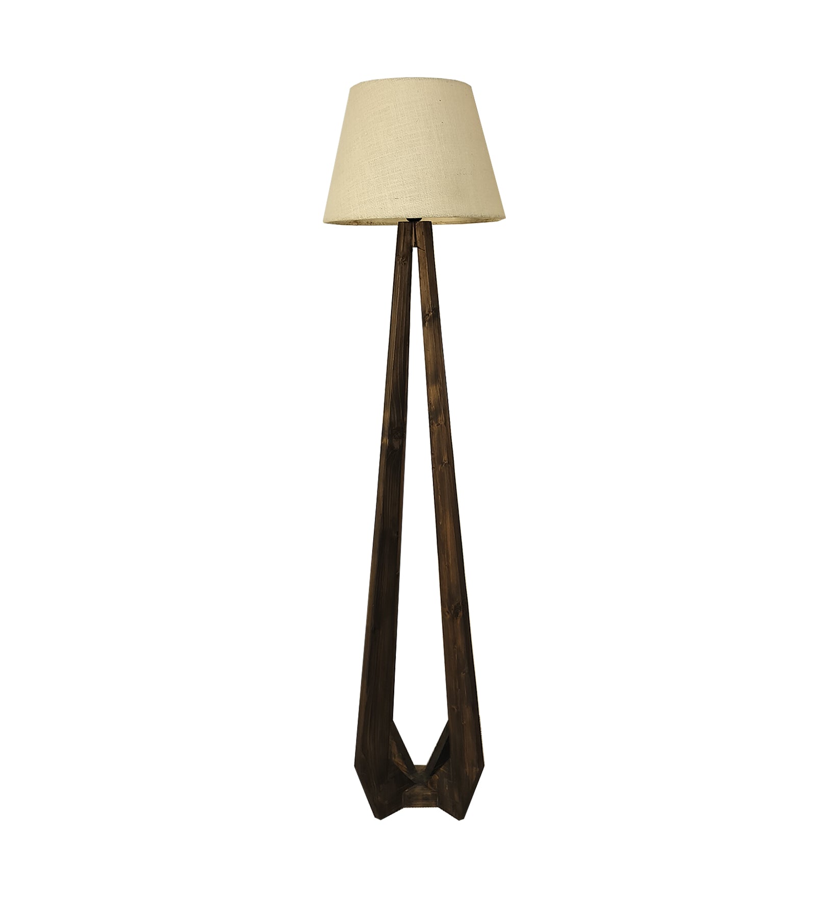 Zoe Wooden Floor Lamp with Brown Base and Jute Fabric Lampshade (BULB NOT INCLUDED)