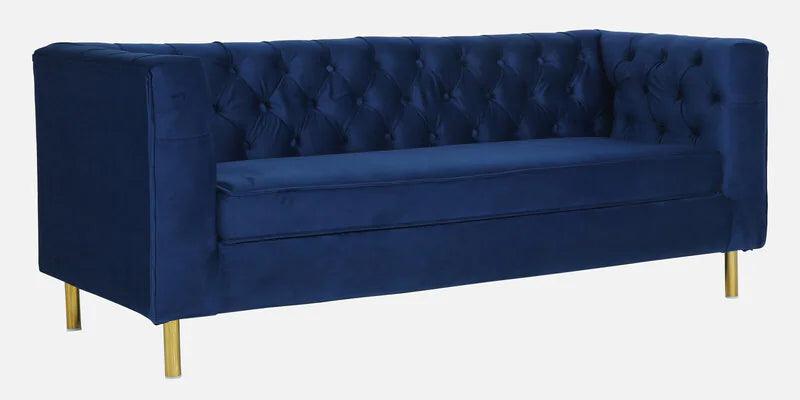 Velvet 3 Seater Sofa In Royal Blue Colour - Ouch Cart 