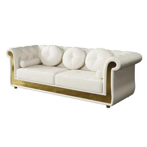 3-Seater Sofa with 5 Pillows White - Ouch Cart 