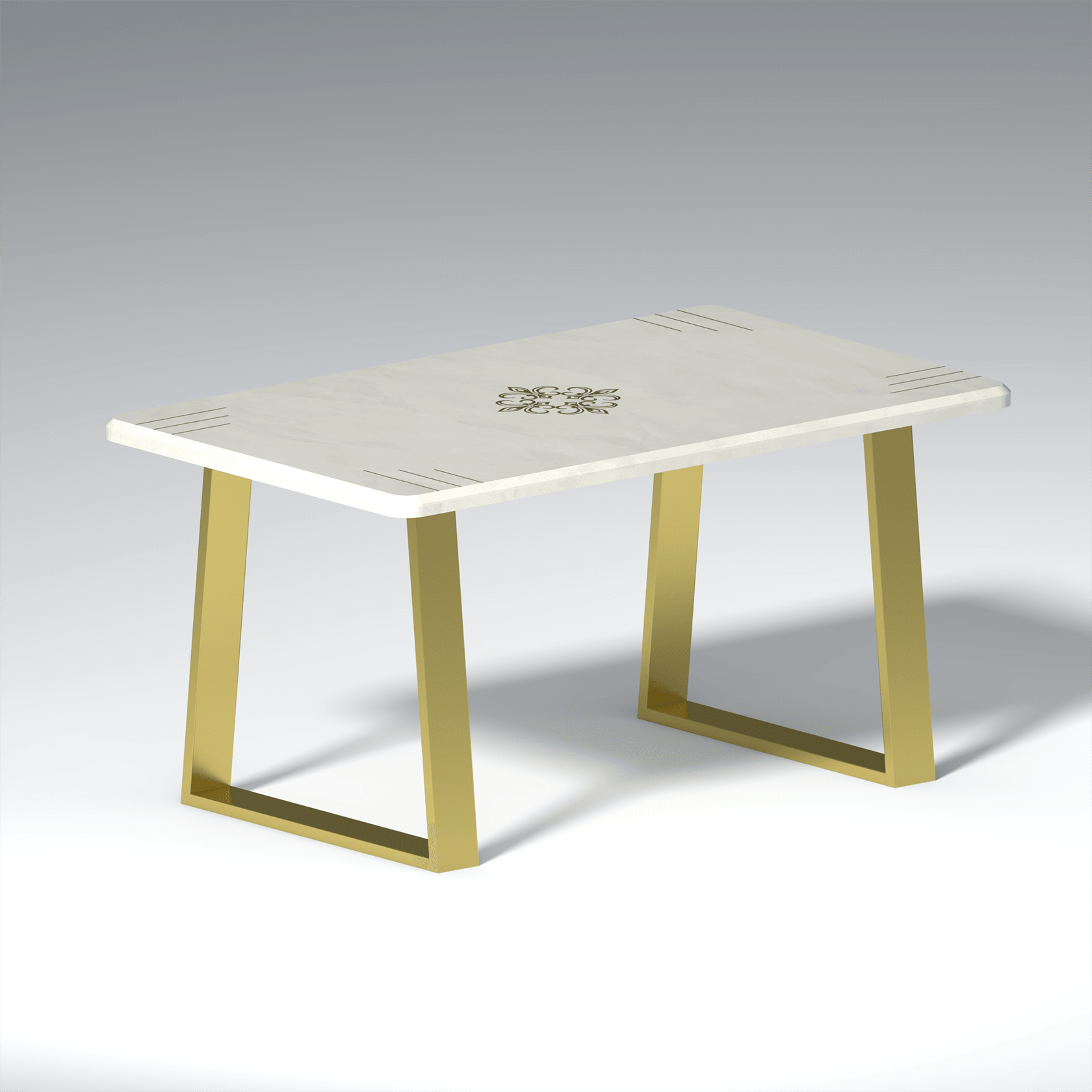 Oliver Oasis Stone Dining Table Stone Marble In White and Golden