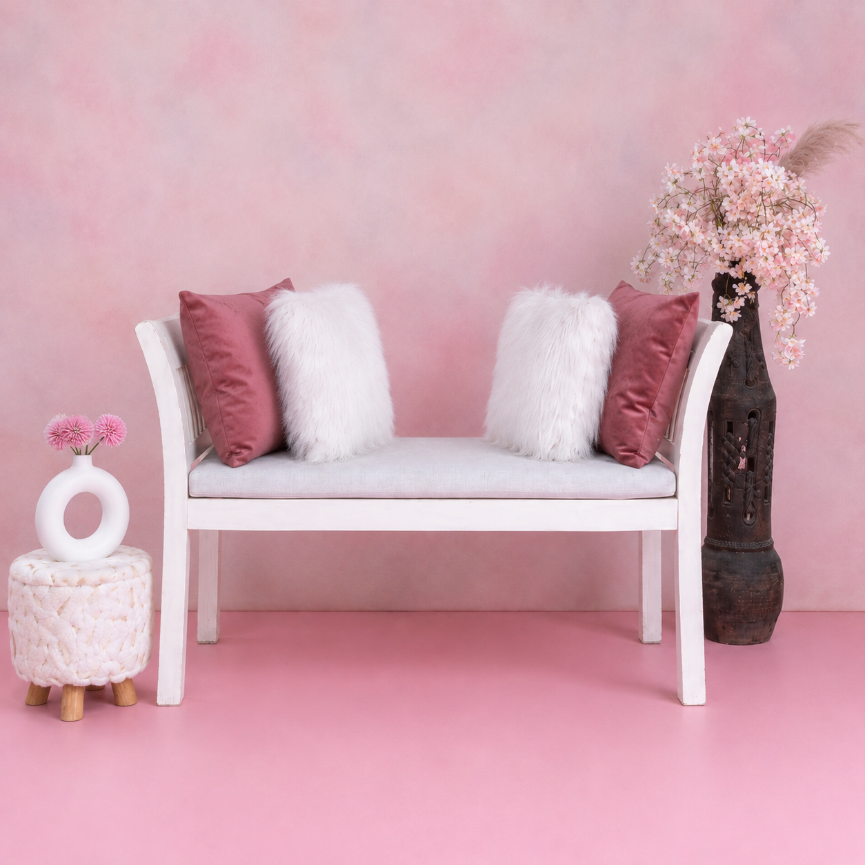 Ouch Cart Upholstered Loveseat Bench | Elegant 2 Seater Wooden Sofa for Living Room & Bedroom
