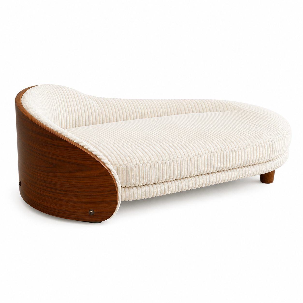Modern Luxury Wooden Pet Bed for Dogs & Cats | Soft Plush Corduroy Cushion | Stylish Elevated Indoor Pet Sofa Bed | Comfortable Sleeping Bed for Small & Medium Pets