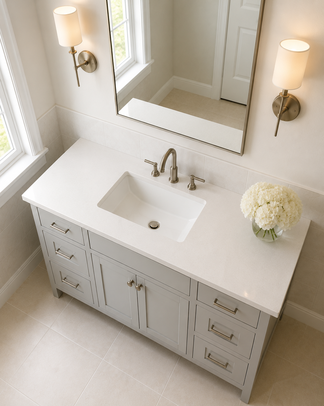 Ouch Cart Modern White Bathroom Vanity Cabinet