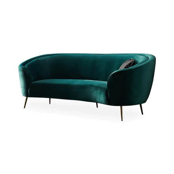 Deep Green Velvet Sofa with Metal Legs