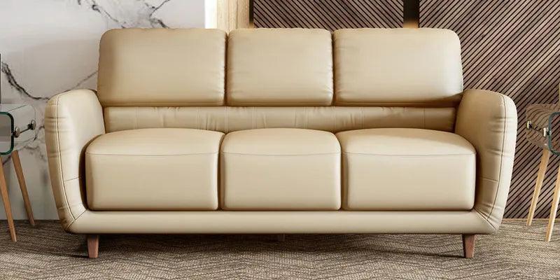 Leather 3 Seater Sofa in Milky White Colour - Ouch Cart 