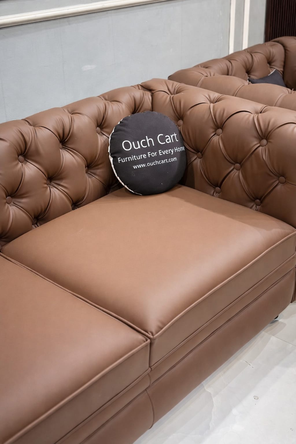 Luxury Chesterfield Leather Sofa Set – 3 Seater & Armchairs | Premium Living Room Furniture