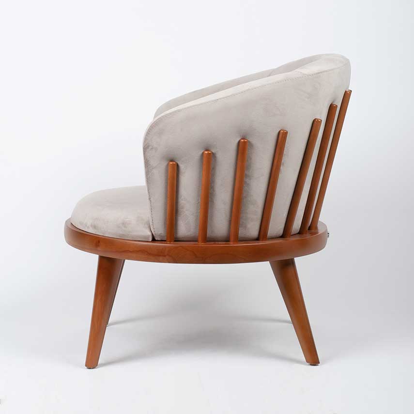 Ouch Cart Modern Cream Upholstered Accent Chair with Wooden Frame