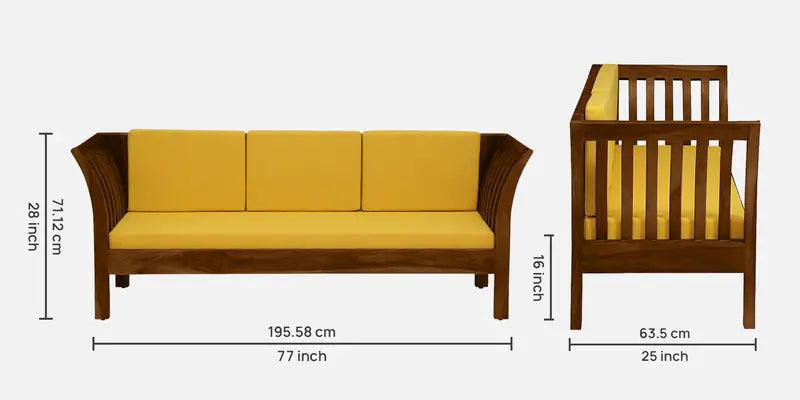 Sheesham Wood 3 Seater Sofa in Scratch Resistant Provincial Teak Finish - Ouch Cart 