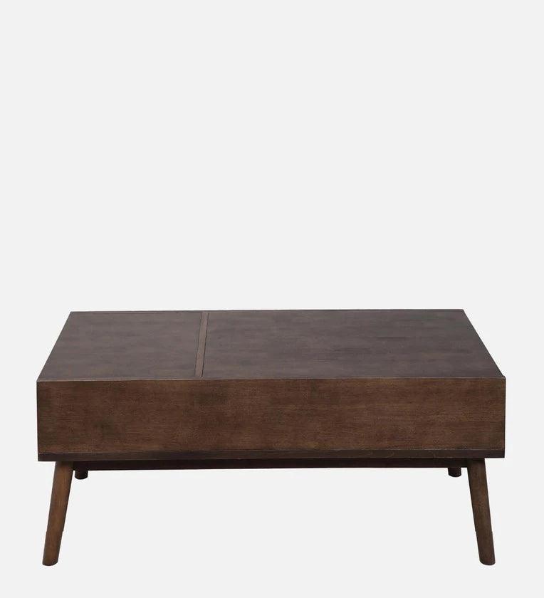 Solid Wood Coffee Table In Walnut Finish - Ouch Cart 