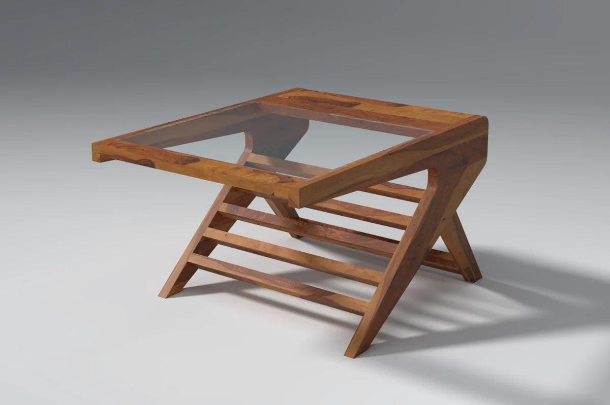 Alexia Sheesham Wood And Glass Coffee Table In Light Honey