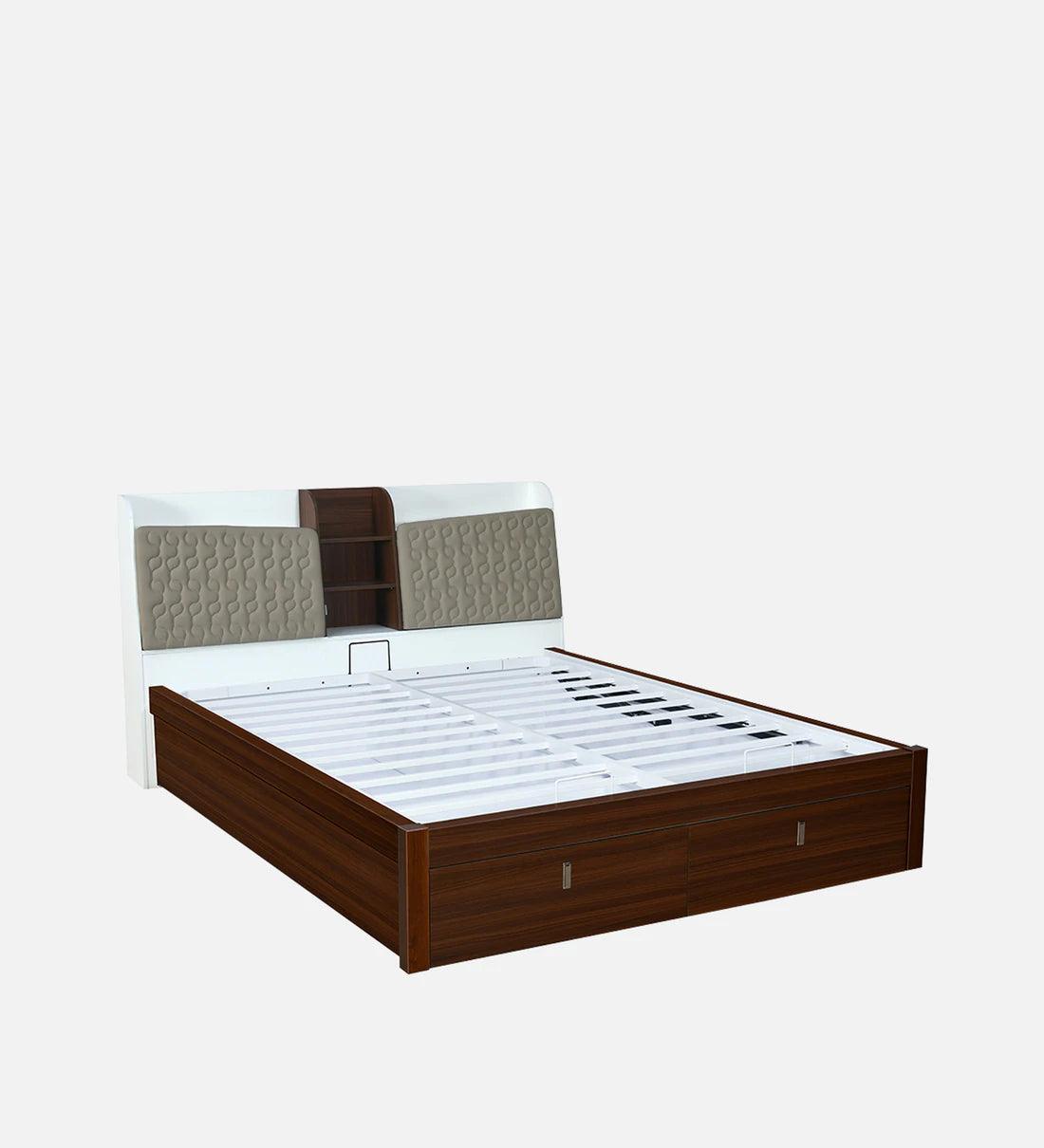 Memo Premier King Bed In Walnut Finish With Hydrualic Storage - Ouch Cart 