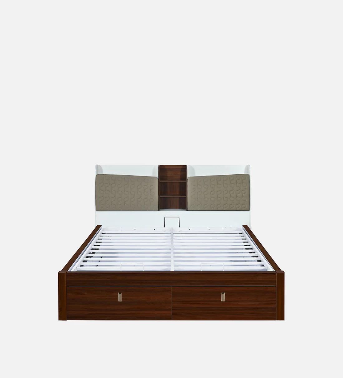 Memo Premier King Bed In Walnut Finish With Hydrualic Storage - Ouch Cart 