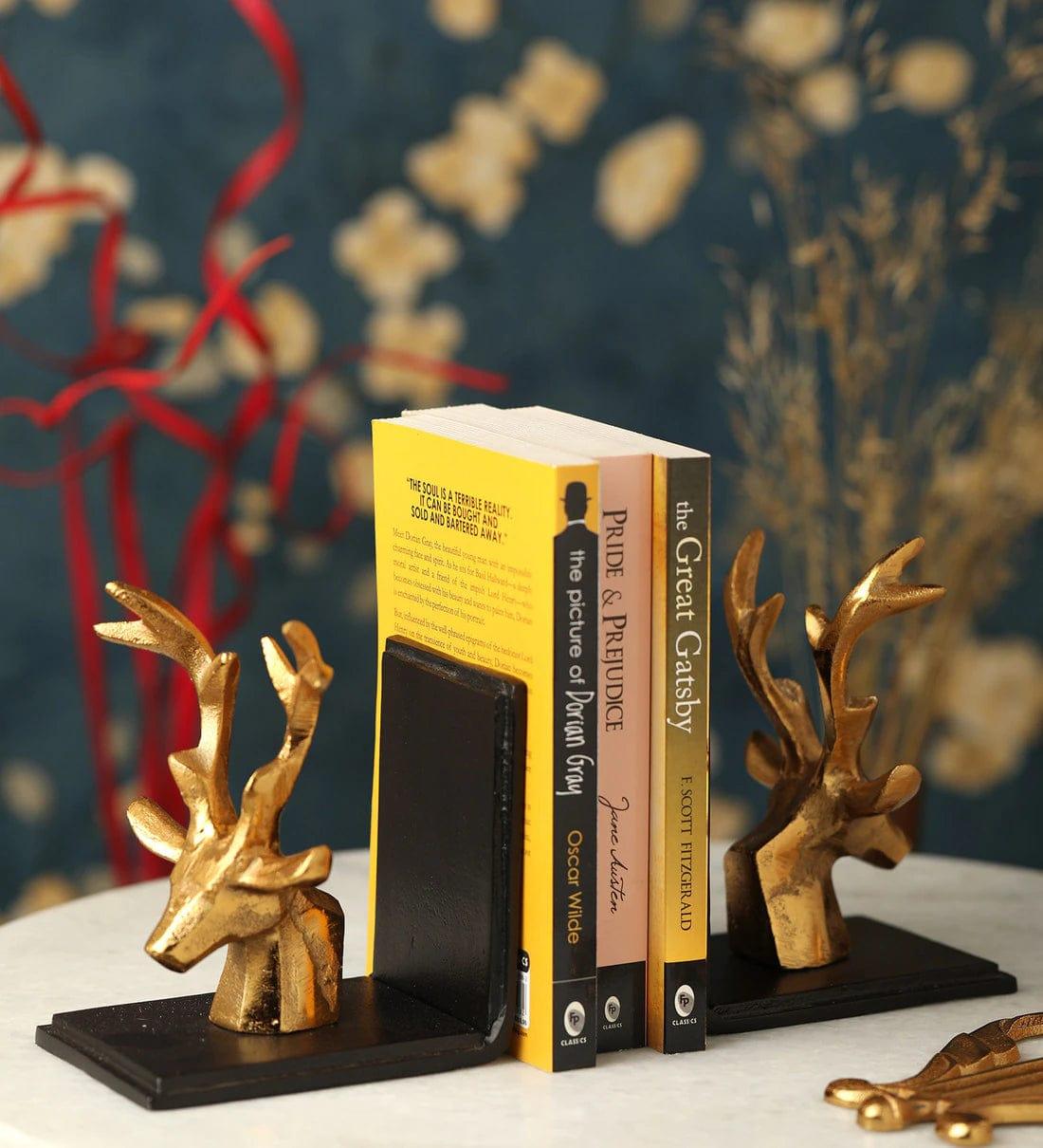 Multicolour Metal Deers Bookend, - Ouch Cart 