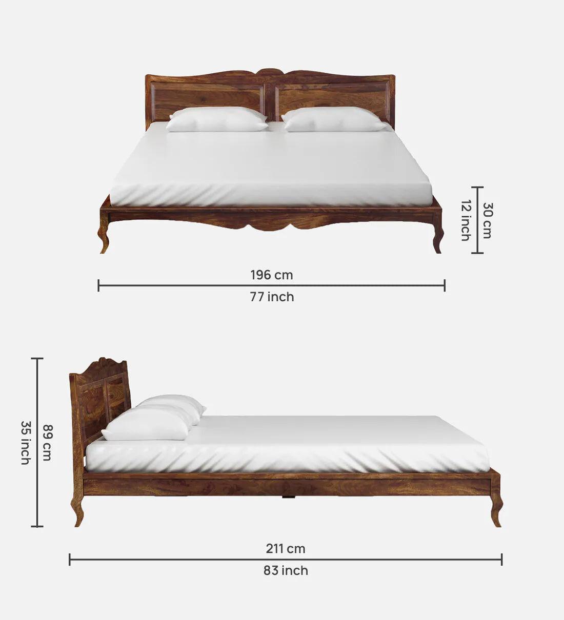 Sheesham Wood King Size Bed In Provincial Teak Finish - Ouch Cart 