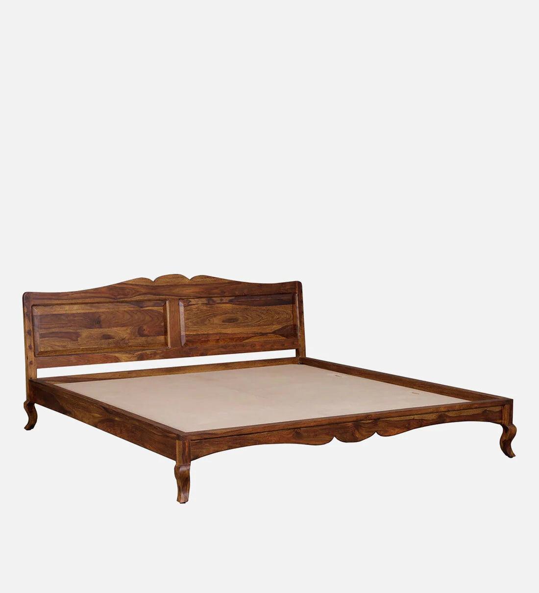 Sheesham Wood King Size Bed In Provincial Teak Finish - Ouch Cart 