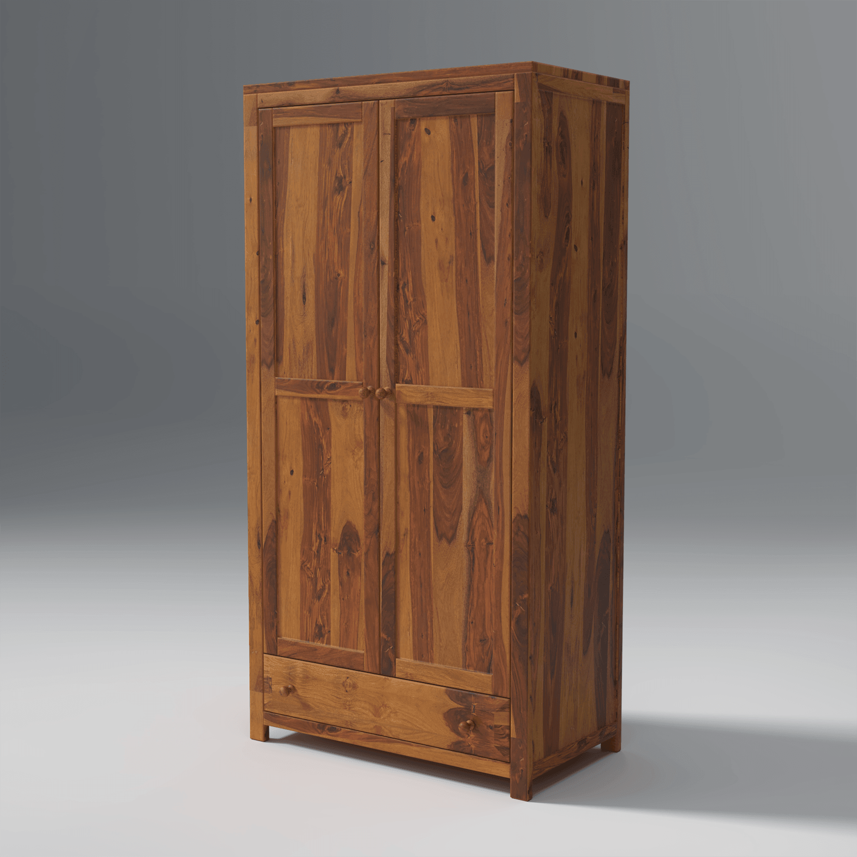 Arcadia Sheesham Wood Wardrobe In Light Honey