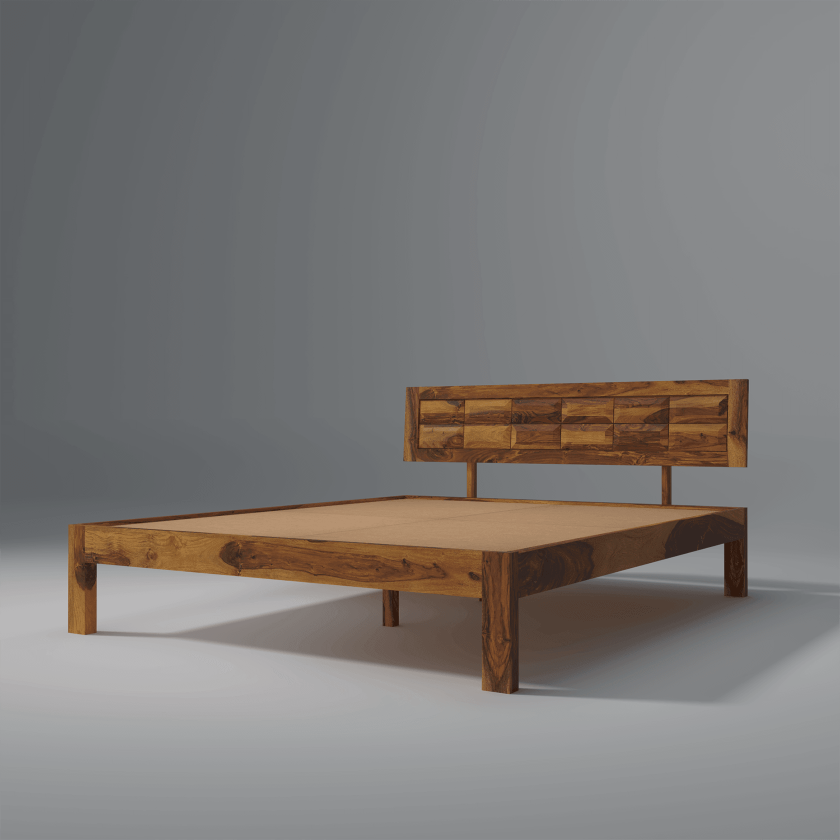 Arcadia Sheesham Wood Bed Without Storage - Ouch Cart 