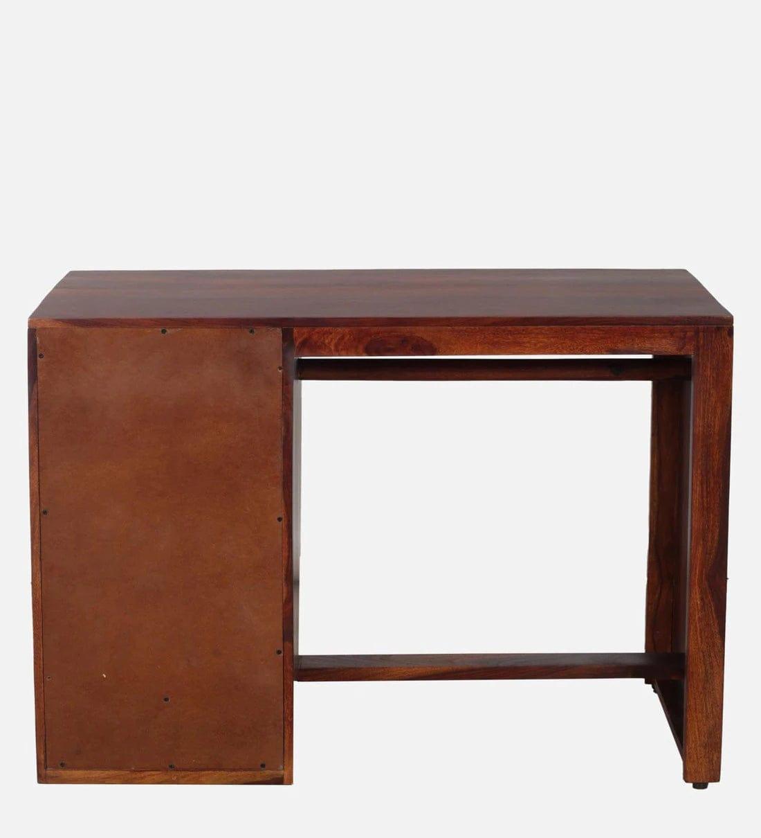 Arno Sheesham Wood Writing Table In Honey Oak Finish,