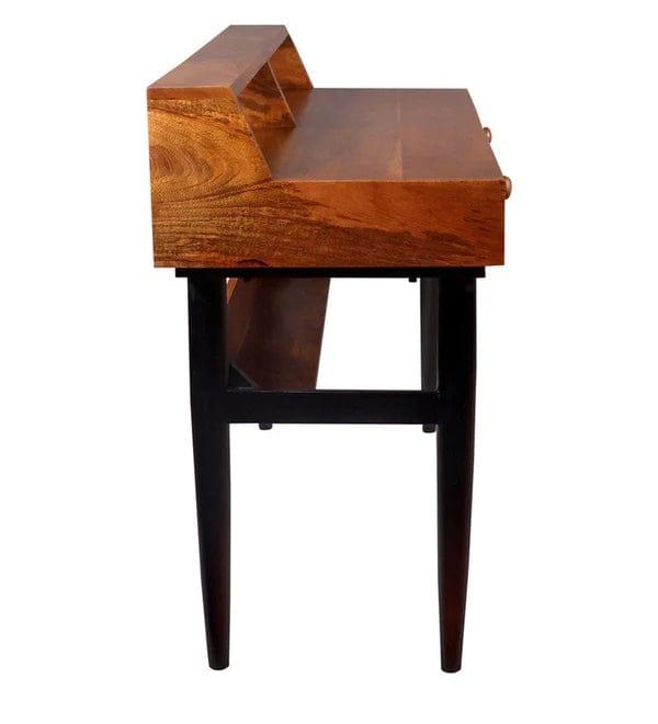 Arthur Study Table With 3 Drawers In Teak & Black Finish - Ouch Cart 