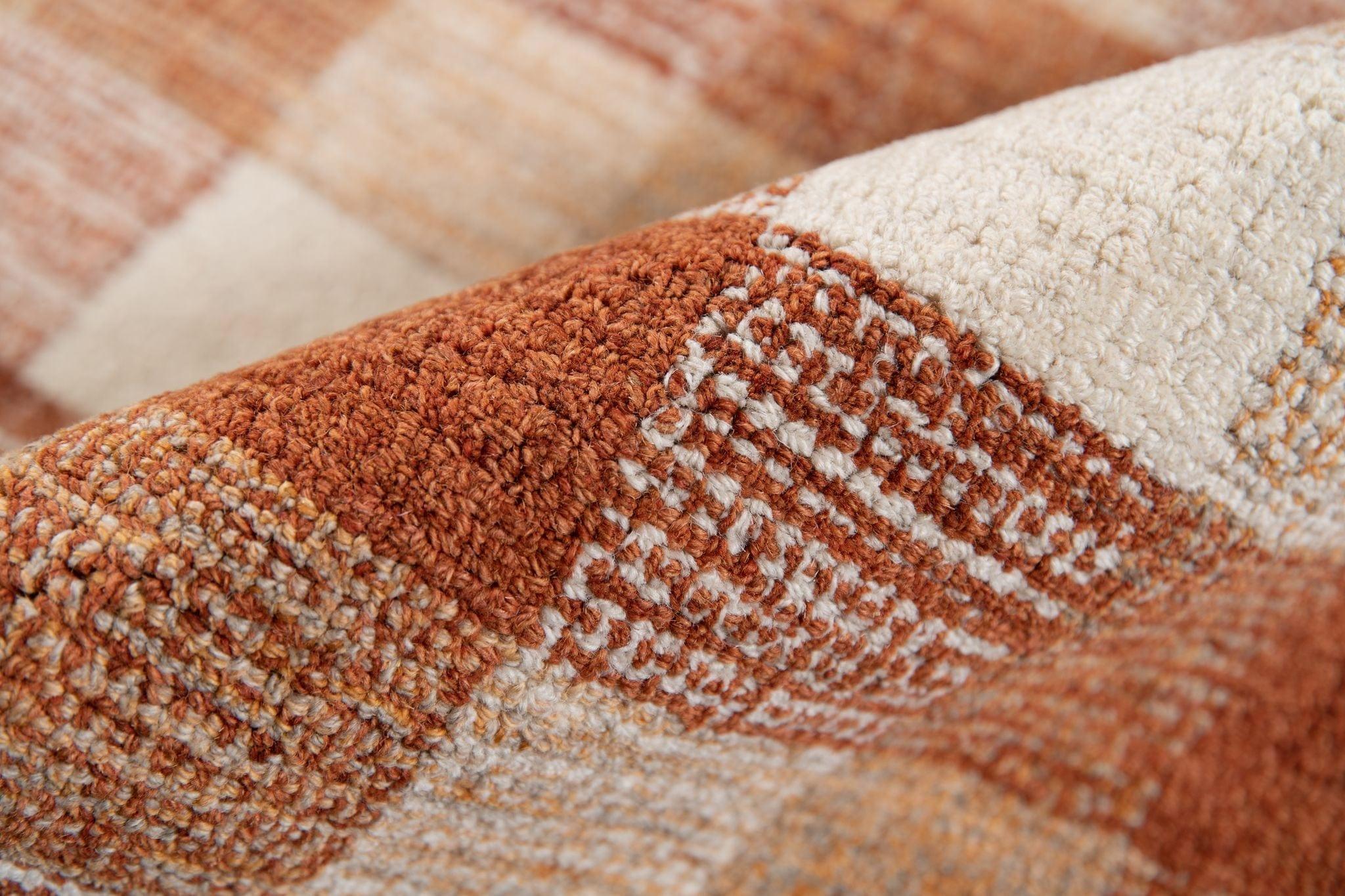 Orange Wool Tartan 8X10 Feet Hand-Tufted Carpet - Rug - Ouch Cart 