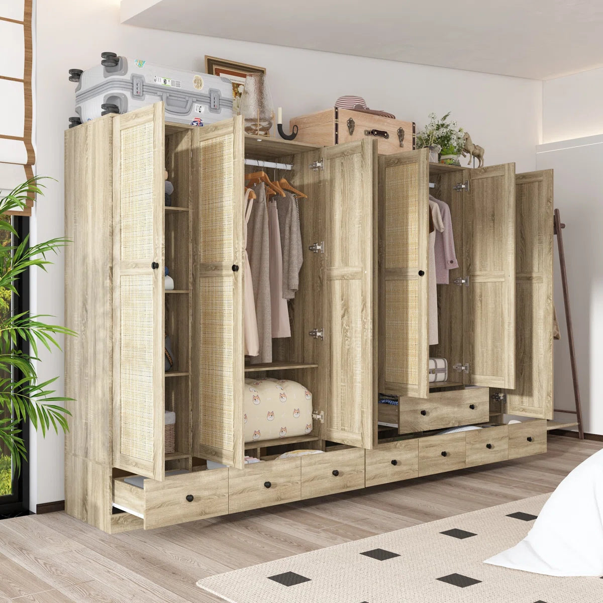 Bedroom Set With 2 Rustic Wardrobes