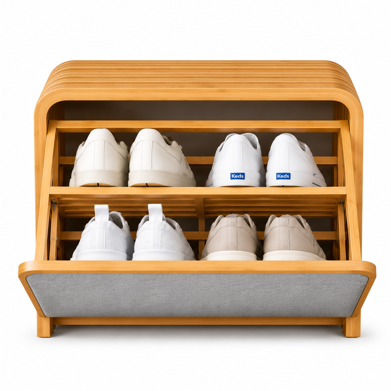 Bamboo Shoe Cabinet with Flip Drawer | Modern Space-Saving Shoe Storage Organizer | Wooden Entryway Shoe Rack for Home, Hallway & Bedroom