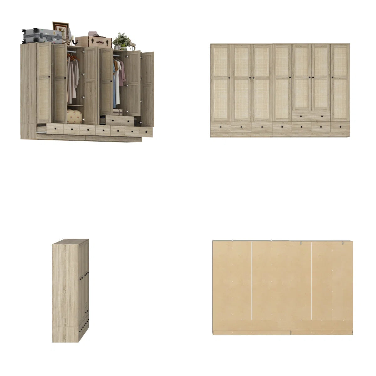 Bedroom Set With 2 Rustic Wardrobes
