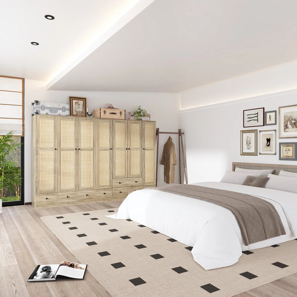 Bedroom Set With 2 Rustic Wardrobes