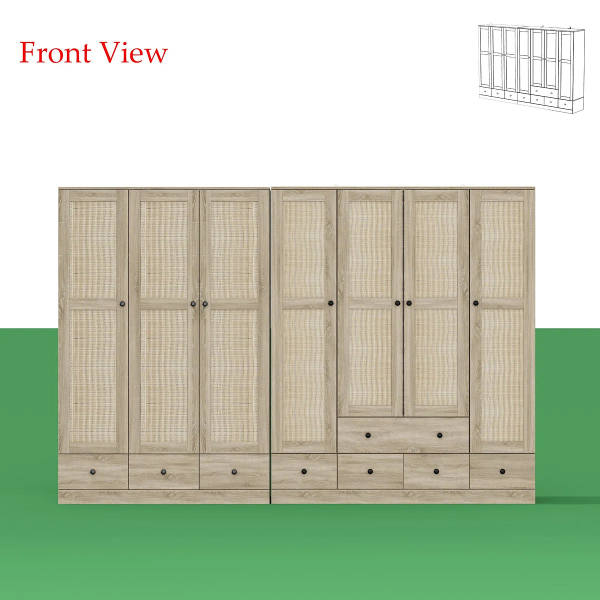 Bedroom Set With 2 Rustic Wardrobes