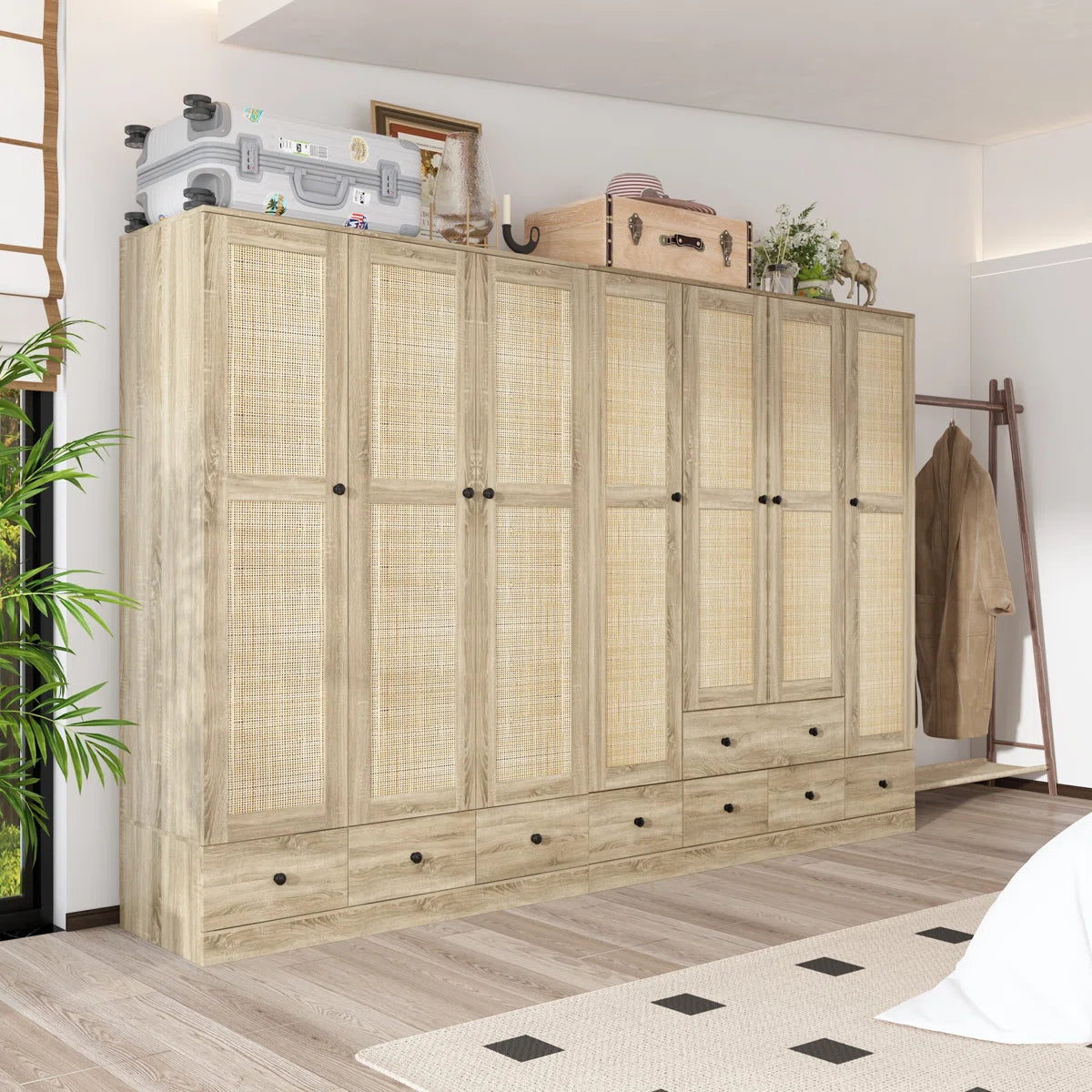 Bedroom Set With 2 Rustic Wardrobes