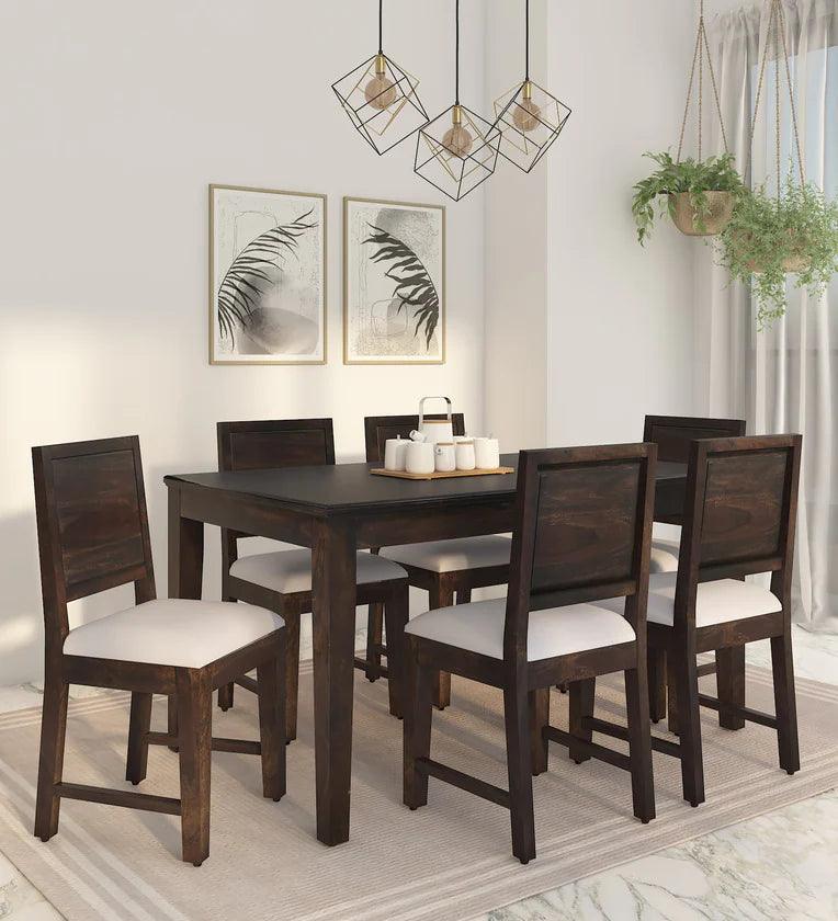 Sheesham Wood 6 Seater Dining Set In Warm Chestnut Finish - Ouch Cart 