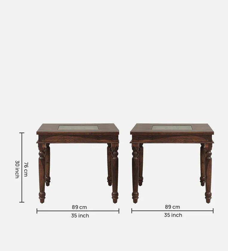 Sheesham Wood 4 Seater Dining Set In Rustic Teak Finish - Ouch Cart 