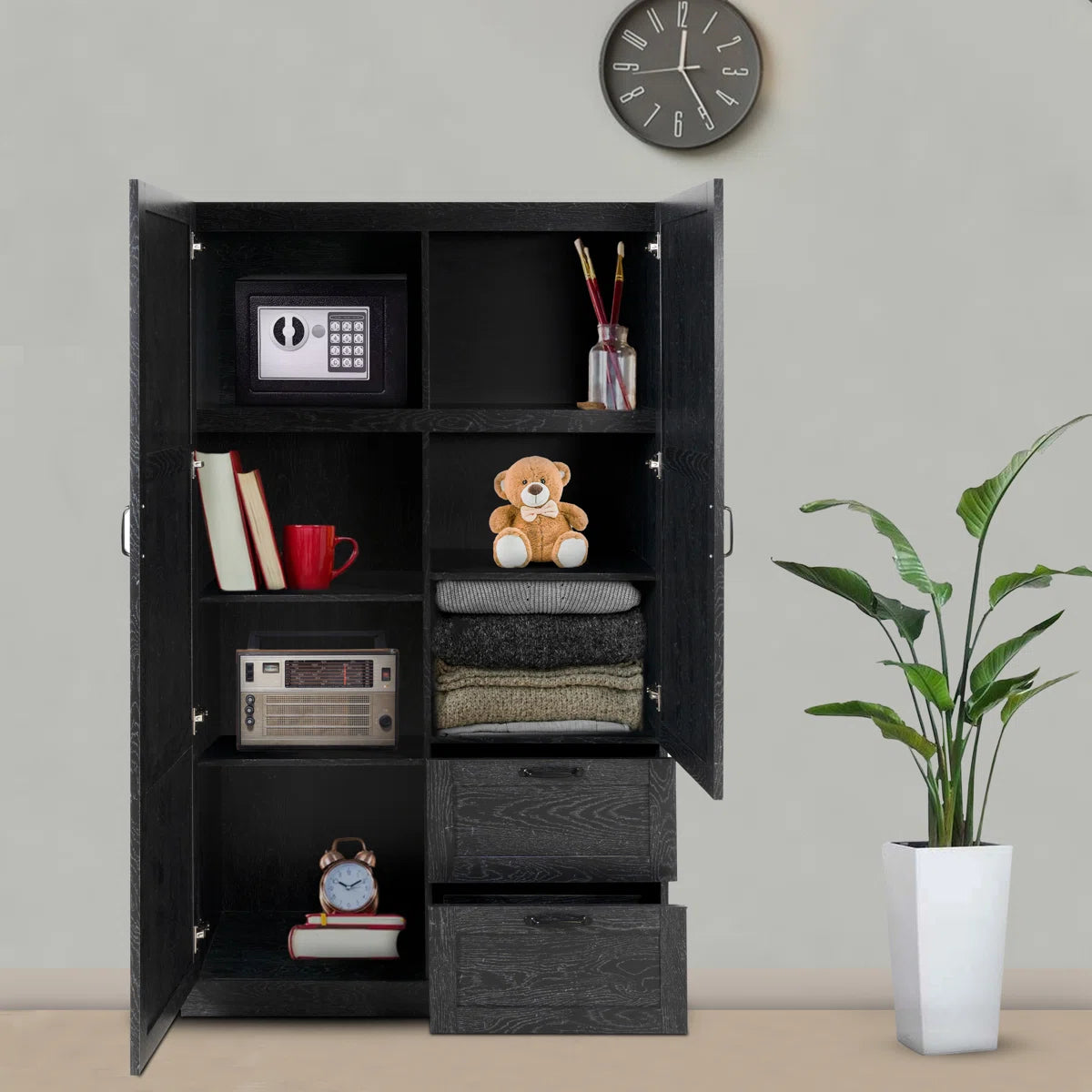 Multipurpose Bedroom Armoire Wardrobe Closet Pantry Storage Cabinet with Drawers
