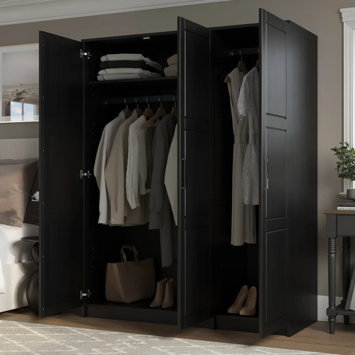 100% Solid Wood Swedesboro 3-Door Wardrobe Armoire
