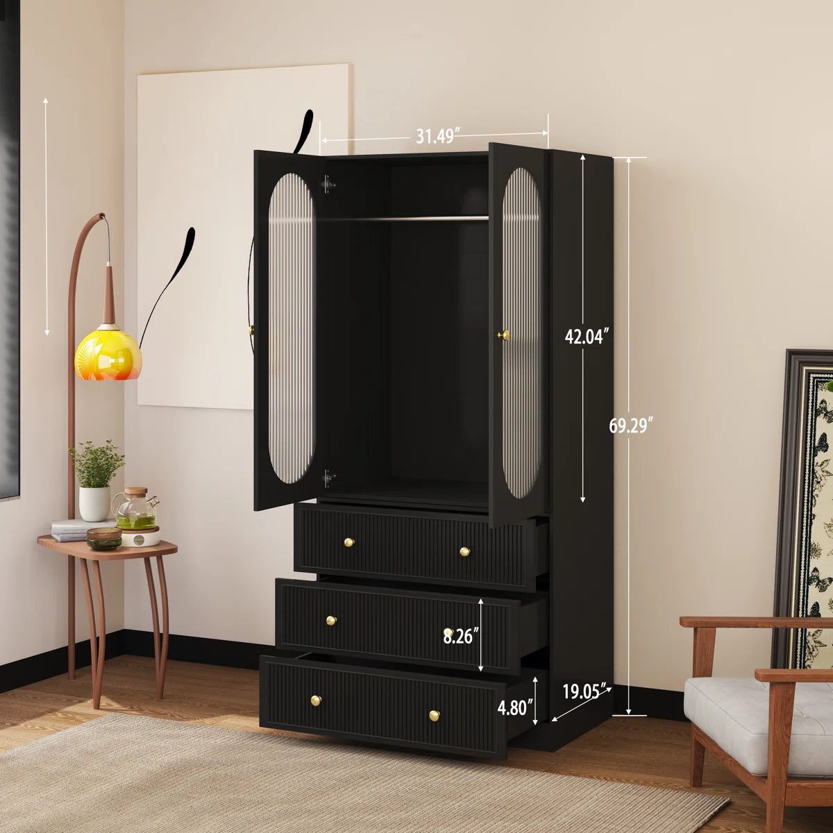 Armoire 2-door Wardrobe With 3-drawers New Design