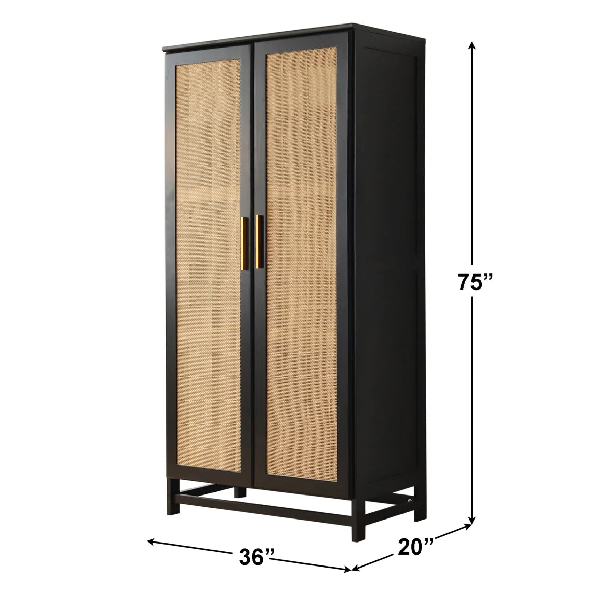 Albertha Solid Wood Wardrobe Rattan Doors