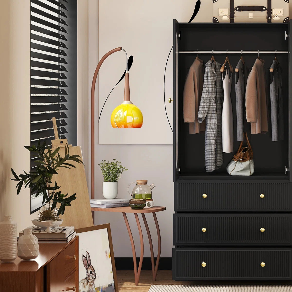 Armoire 2-door Wardrobe With 3-drawers New Design