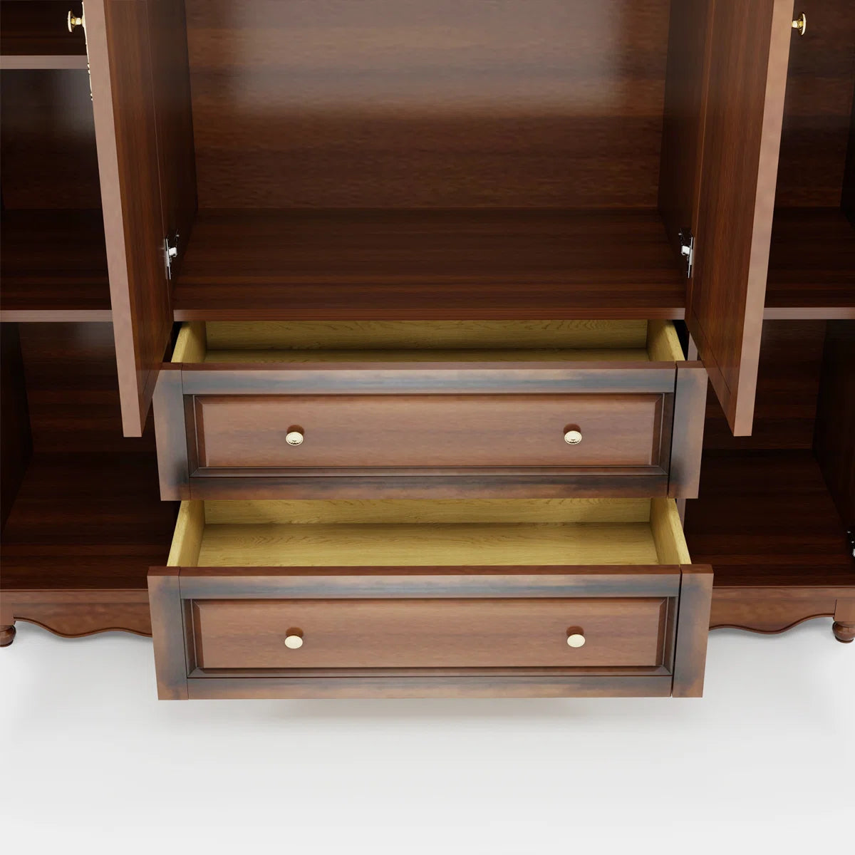100% Solid Wood Wardrobe Armoire, Farmhouse 4-door 70.87"H Bedroom Armoire Closet with Drawer and Hanging Rod