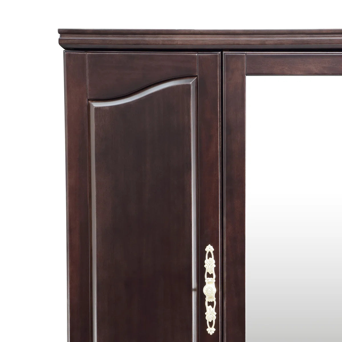 100% Solid Wood 3-door Wardrobe Armoire with Mirror & 2 Hanging Rods, 70.87"H