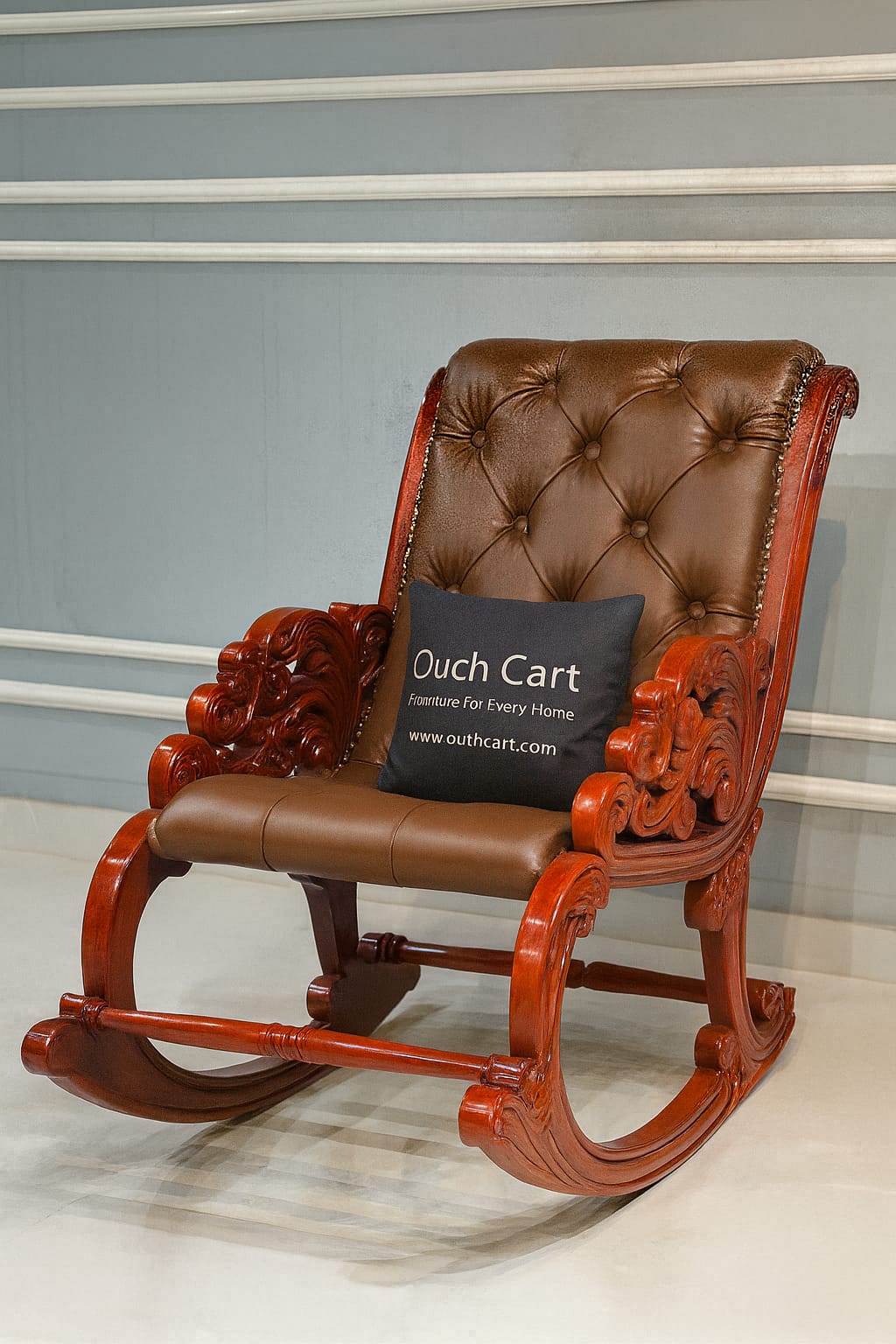 Aamazing Hand Carved Rocking Chair (Teak Wood)