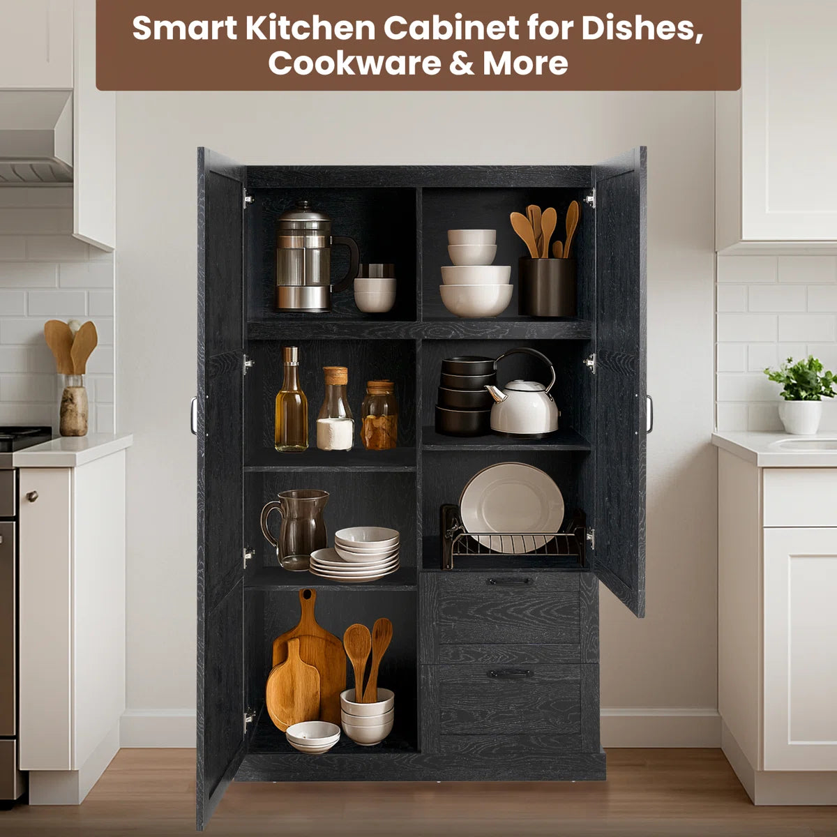 Multipurpose Bedroom Armoire Wardrobe Closet Pantry Storage Cabinet with Drawers