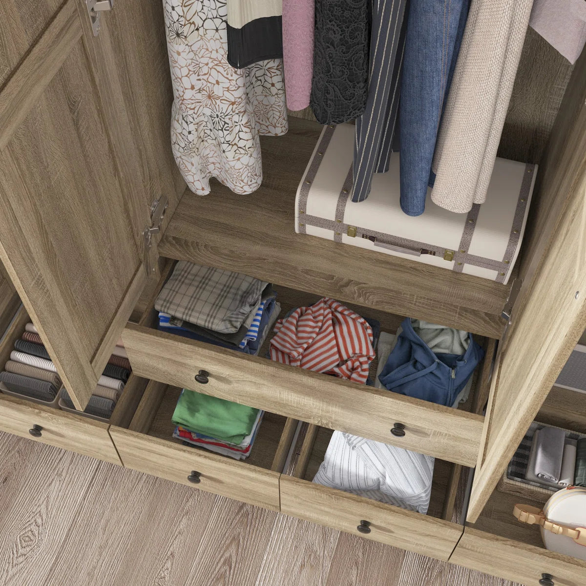 Bedroom Set With 2 Rustic Wardrobes