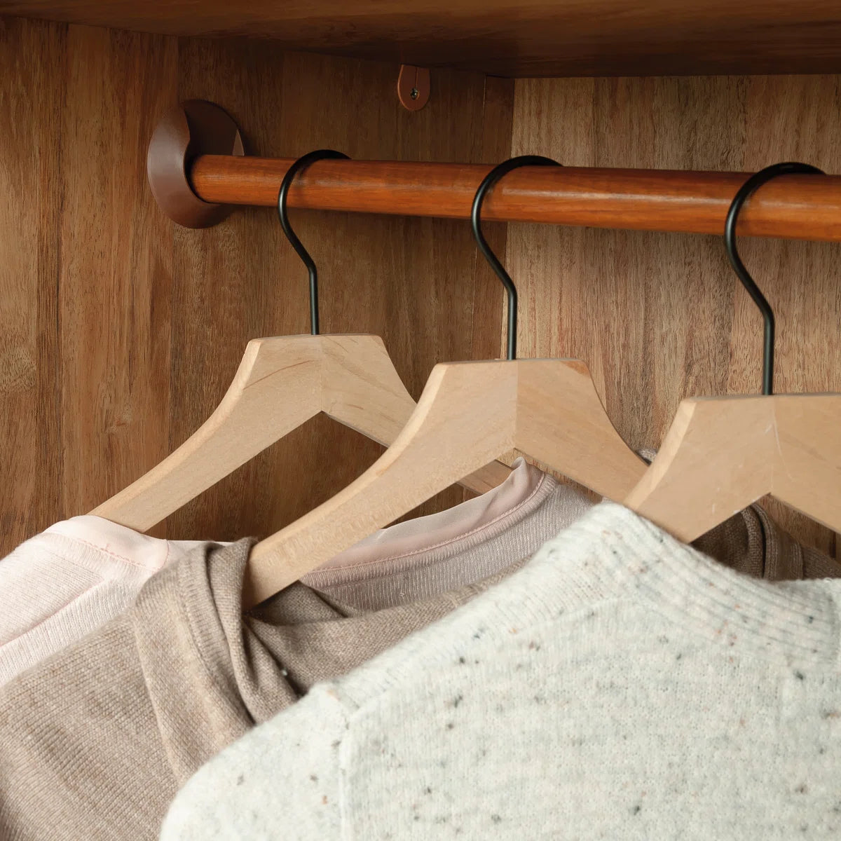 2-Door Wooden Wardrobe Armoire With 3 Storage Shelves