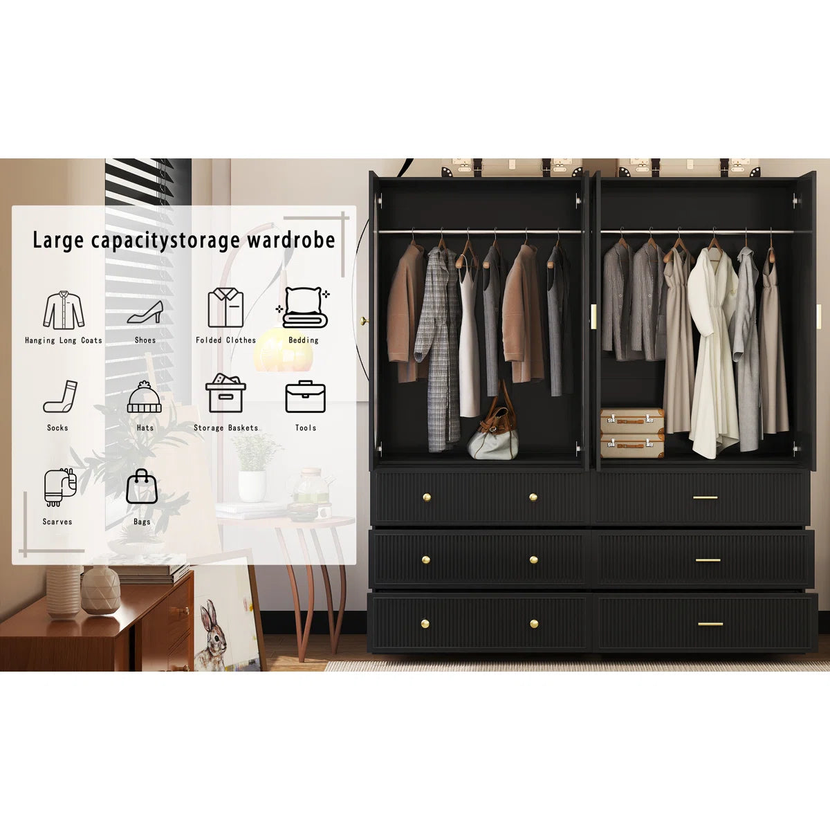 Armoire 2-door Wardrobe With 3-drawers New Design